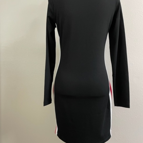 H&M Divided Bodycon Dress Black with Red & White Side Stripes *New without tags* - Picture 2 of 4